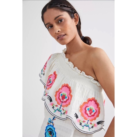 Anthropologie Plenty by Tracy Reese Embroidered One Shoulder Maxi Dress NWT XL - Picture 4 of 16